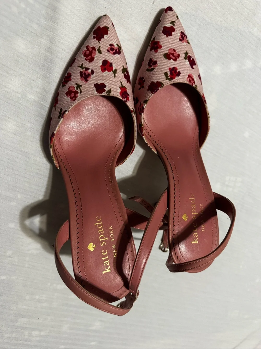 kate spade Pink Floral Pointed Toe Slingback Flats